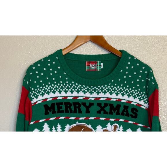 Spencer Sweater Men XXL Green Merry Xmas F*ckers Lite Up‎ Ugly Christmas Ginger - Picture 2 of 8